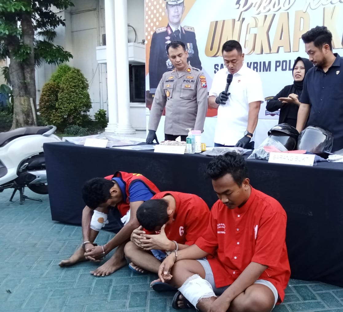 Tiga Bandit Spesialis Curanmor Ditangkap Satreskrim Polrestabes Surabaya